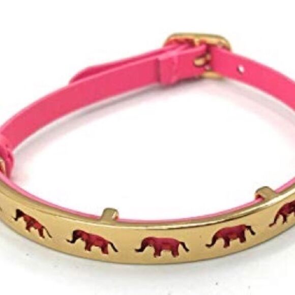 Stella & Dot Elephant Buckle Bracelet – Pink Leather & Gold Adjustable - Picture 2 of 4